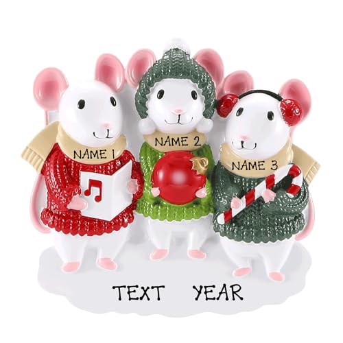 Personalized Family of 3 Mouse Sweater Ornament