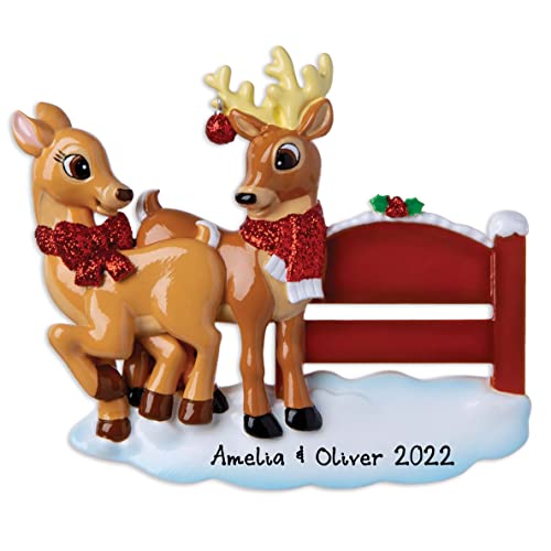 Reindeer Couple Personalized Christmas Ornament