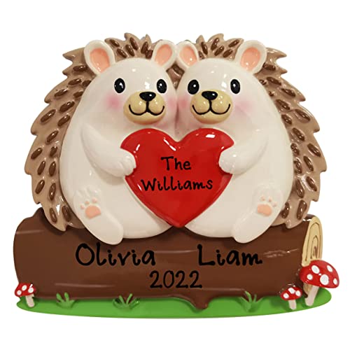 Personalized Christmas Ornament Hedgehog Family of 2