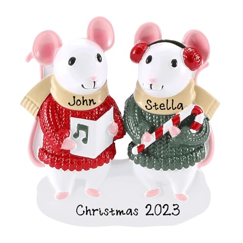 Personalized Family of 2 Mouse Sweater Ornament