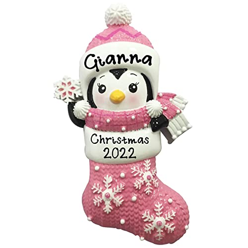 New Girl Pink Personalized Baby`s First Christmas Ornament