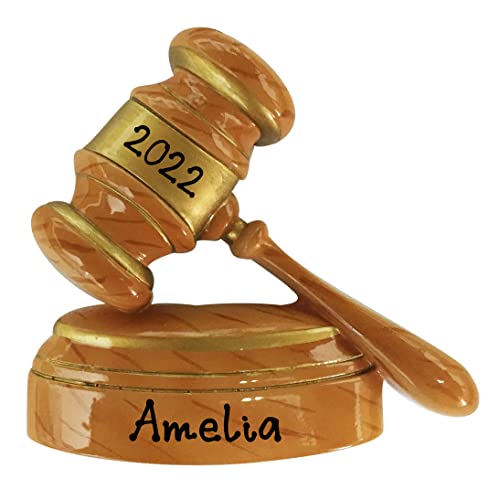 Personalized Lawyer Christmas Tree Ornament (Judge Hammer)