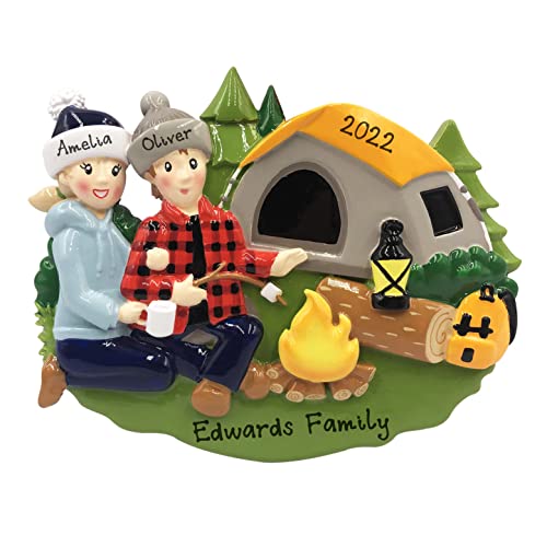 Personalized Camp Fire Family of 2 Christmas Ornament