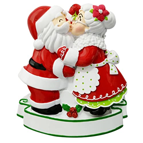 Mr. and Mrs. Clause Kissing Personalized Christmas Ornament