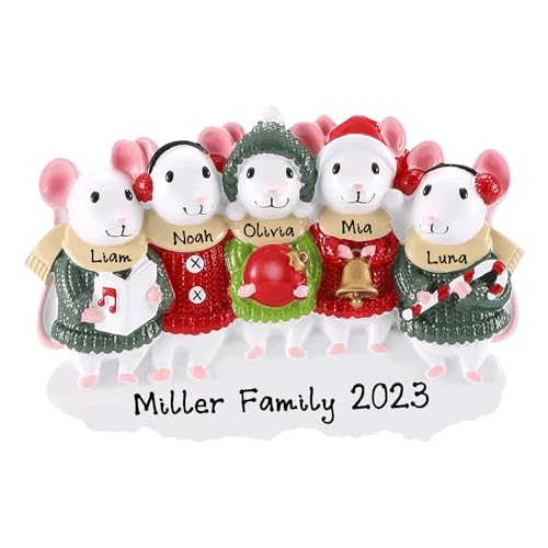 Personalized Family of 5 Mouse Sweater Ornament