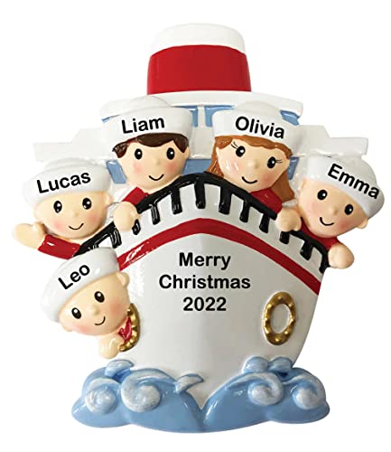 Personalized Family of 5 On A Cruise Ship Christmas Ornament