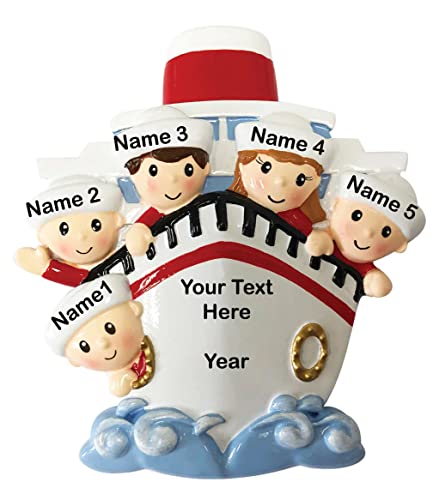 Personalized Family of 5 On A Cruise Ship Christmas Ornament