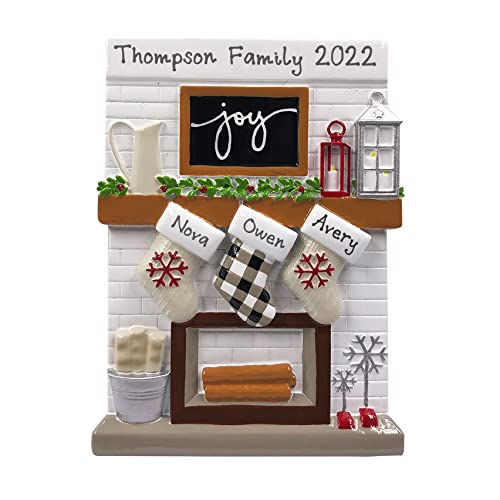 Personalized Fireplace Ornaments (Family of 3)