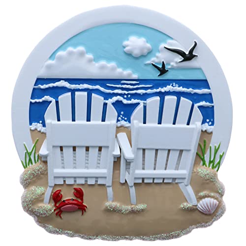 Personalized Beach Chairs Family Christmas Ornament (Beach Chairs Family of 2)