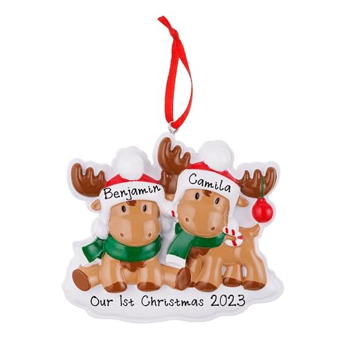 Personalized Reindeer Rudolph Family Christmas Ornament (Family of 2)