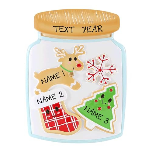 Christmas Cookie Jar Personalized Christmas Tree Hanging Ornament (Family of 3)