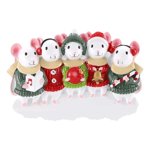 Personalized Family of 5 Mouse Sweater Ornament