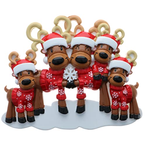 Personalized Mr. & Mrs. Reindeer Family Ornament (Family of 5)
