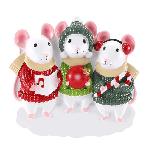 Personalized Family of 3 Mouse Sweater Ornament