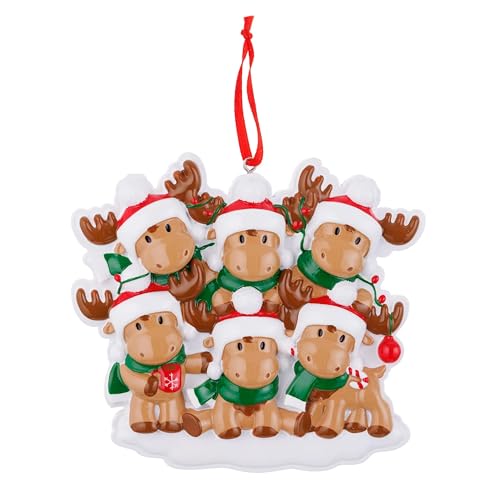 Personalized Reindeer Rudolph Family Christmas Ornament (Family of 6)