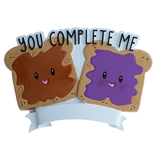 PB&J You Complete Me Personalized Christmas Ornament for Couples