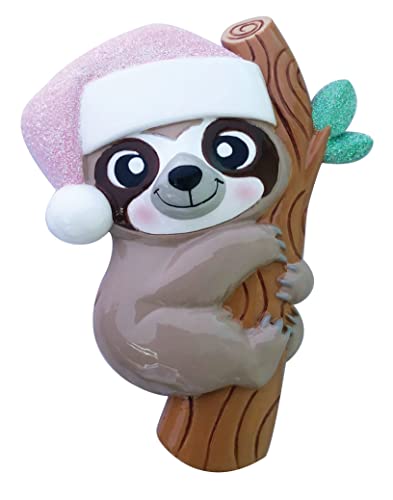 Personalized Girl Baby Sloth Calf Christmas Ornament