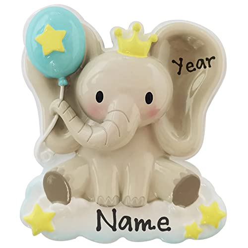 Boy Baby Elephant Personalized Christmas Tree Hanging Ornament