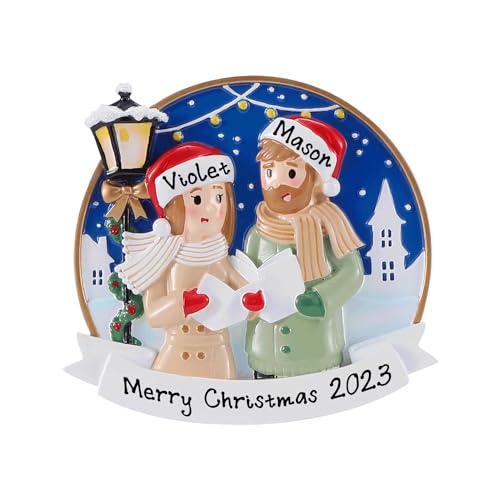 Caroling Couple Personalized Christmas Ornament 2023
