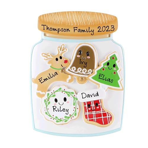 Personalized Family Christmas Cookie Jar Ornament (Family of 5)