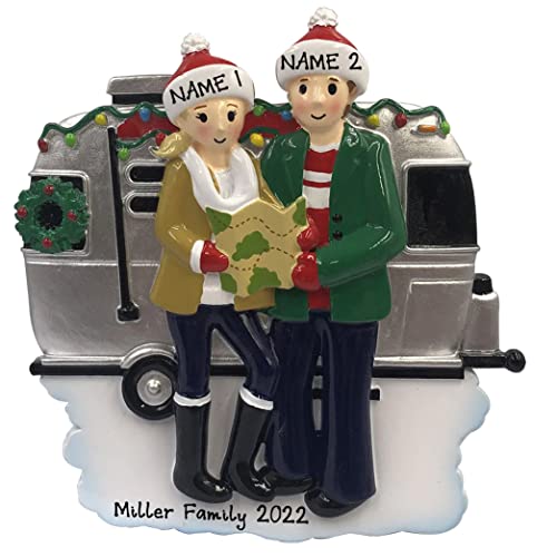 Personalized Motor Home Vacation RV Family of 2 Christmas Tree Ornament