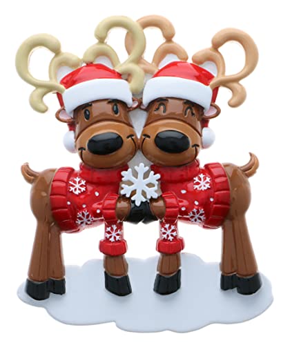 Personalized Mr. & Mrs. Reindeer Family Ornament (Family of 2)