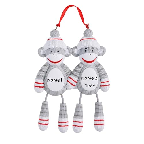 Personalized Sock Monkey Couple Ornament - Present Gift (Family of 2)