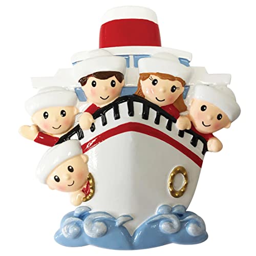 Personalized Family of 5 On A Cruise Ship Christmas Ornament