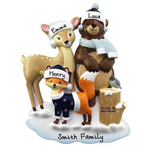 Family of 3 Personalized Christmas Ornament