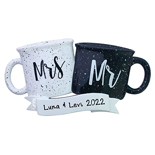 Personalized Mr & Mrs Mugs Couple Christmas Ornament (Mr & Mrs Mugs Set)