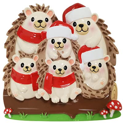 Personalized Christmas Ornament Hedgehog Family of 6
