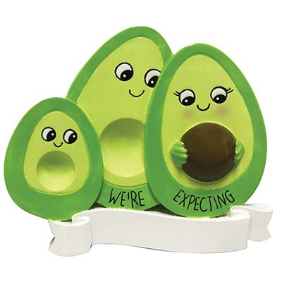 Personalized We're Expecting Family of 3 Christmas Ornament - Avocado Family