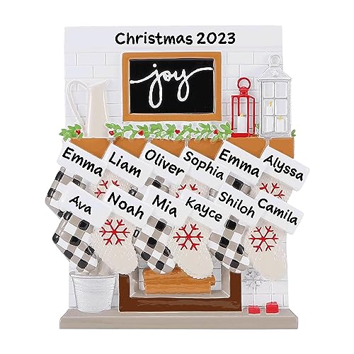 Fireplace Mantle Family Personalized Ornament 2023 (Family of 12)