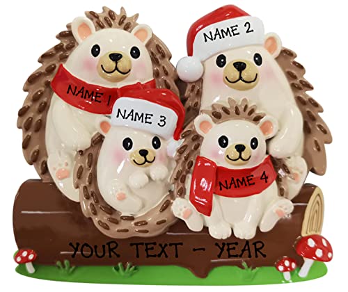 Personalized Christmas Ornament Hedgehog Family of 4