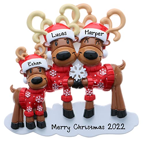 Personalized Mr. & Mrs. Reindeer Family Ornament (Family of 3)