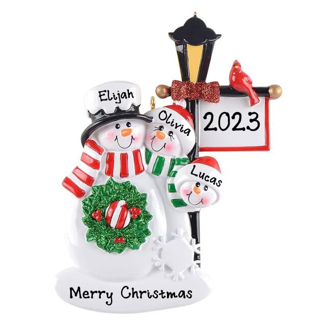 Personalized Snowman Family Christmas Ornaments - (Family of 3)