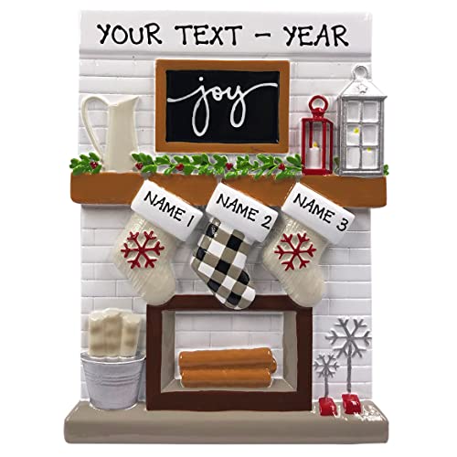 Personalized Fireplace Ornaments (Family of 3)