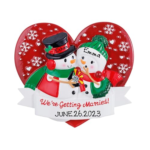 Personalized Just Married Snowman Ornament