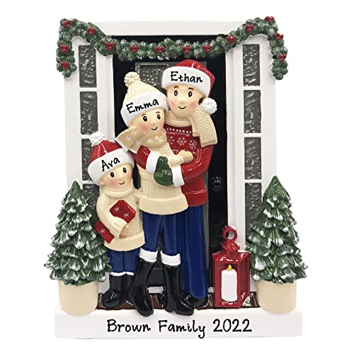 Personalized Christmas Tree Ornament 2022 - Farm House Family of 3 (Family of 3)