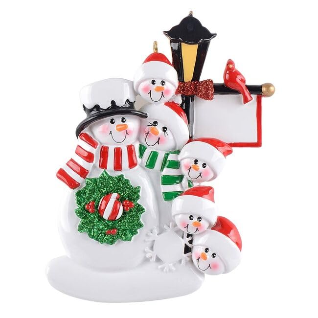 Personalized Snowman Family Christmas Ornaments - (Family of 6)