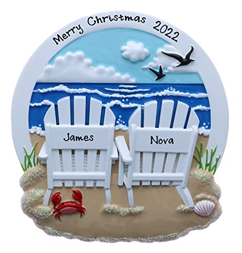 Personalized Beach Chairs Family Christmas Ornament (Beach Chairs Family of 2)