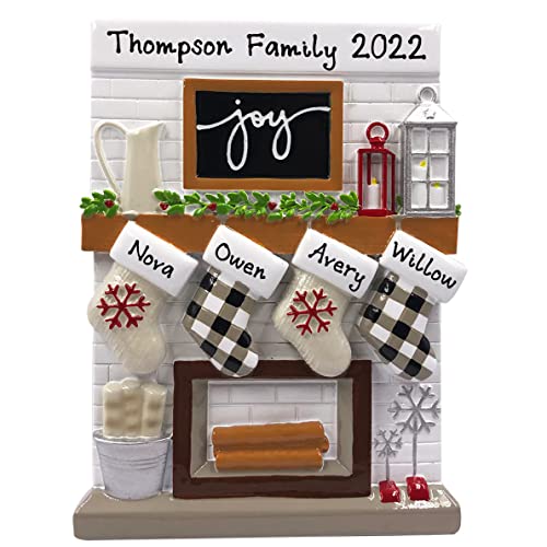 Personalized Fireplace Ornaments (Family of 4)