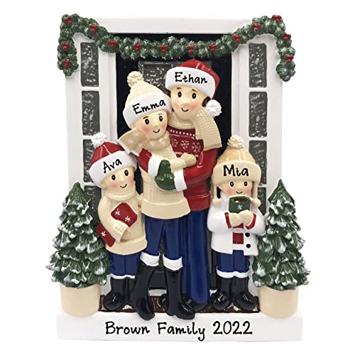 Personalized Christmas Tree Ornament - Farm House Family of 4