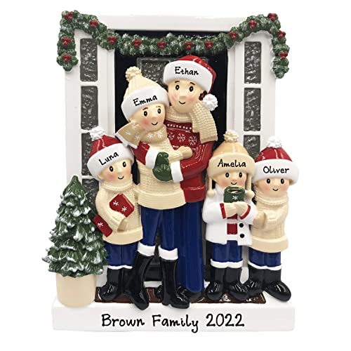 Personalized Christmas Tree Ornament - Farm House Family of 5