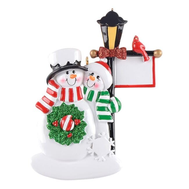 Personalized Snowman Couple Christmas Ornaments - (Family of 2)
