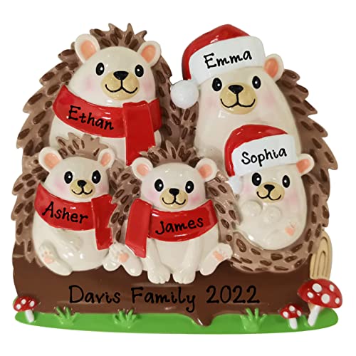 Personalized Christmas Ornament Hedgehog Family of 5