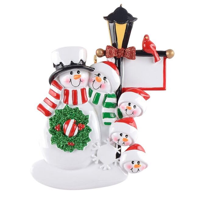Personalized Snowman Family Christmas Ornaments - (Family of 5)
