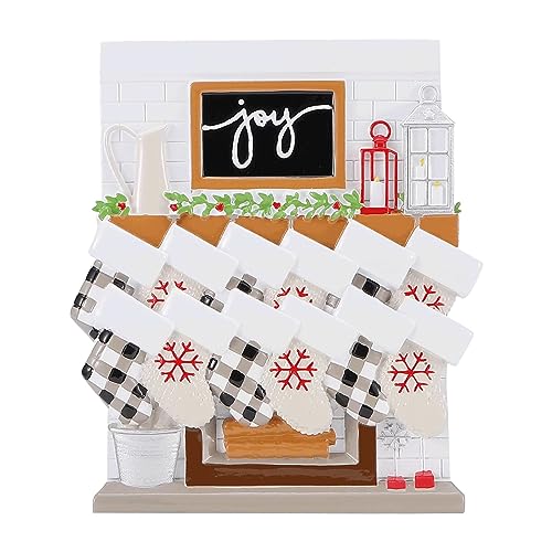 Fireplace Mantle Family Personalized Ornament 2023 (Family of 12)