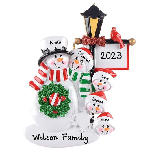 Personalized Snowman Family Christmas Ornaments - (Family of 5)