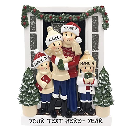 Personalized Christmas Tree Ornament - Farm House Family of 4